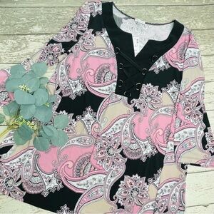 Avenue Paisley 3/4 Sleeve Tunic Top